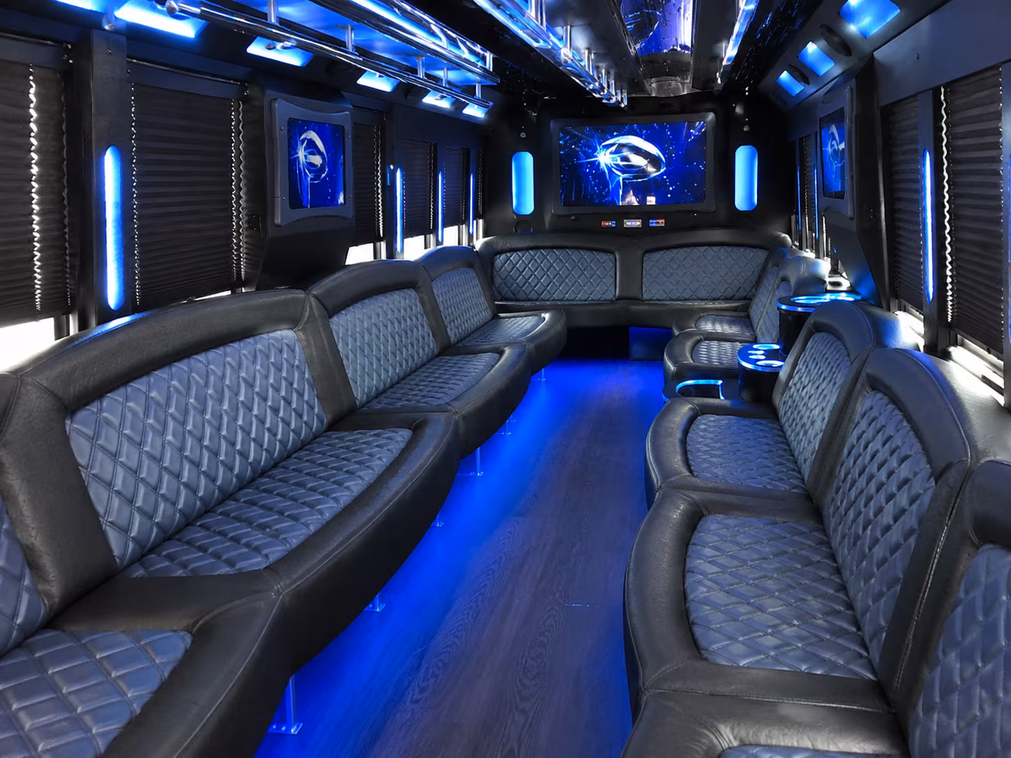 Group beside a Mercedes Sprinter limo in Garland