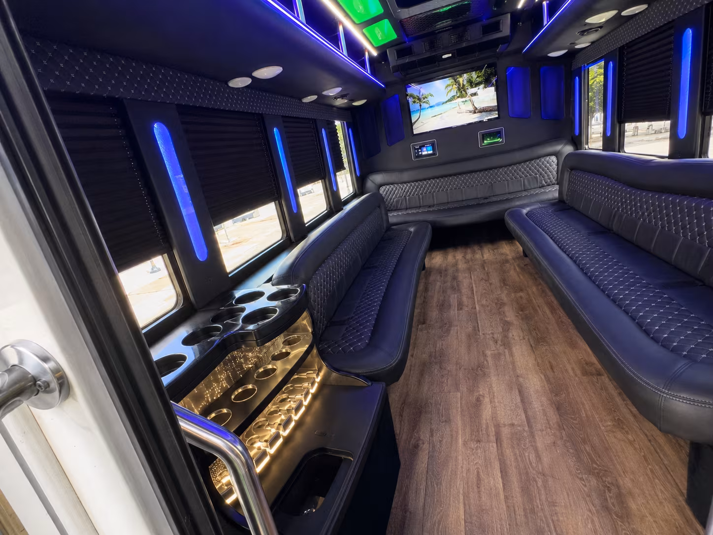 Garland Birthday, Sweet 16, & Quinceañera Transportation party bus exterior