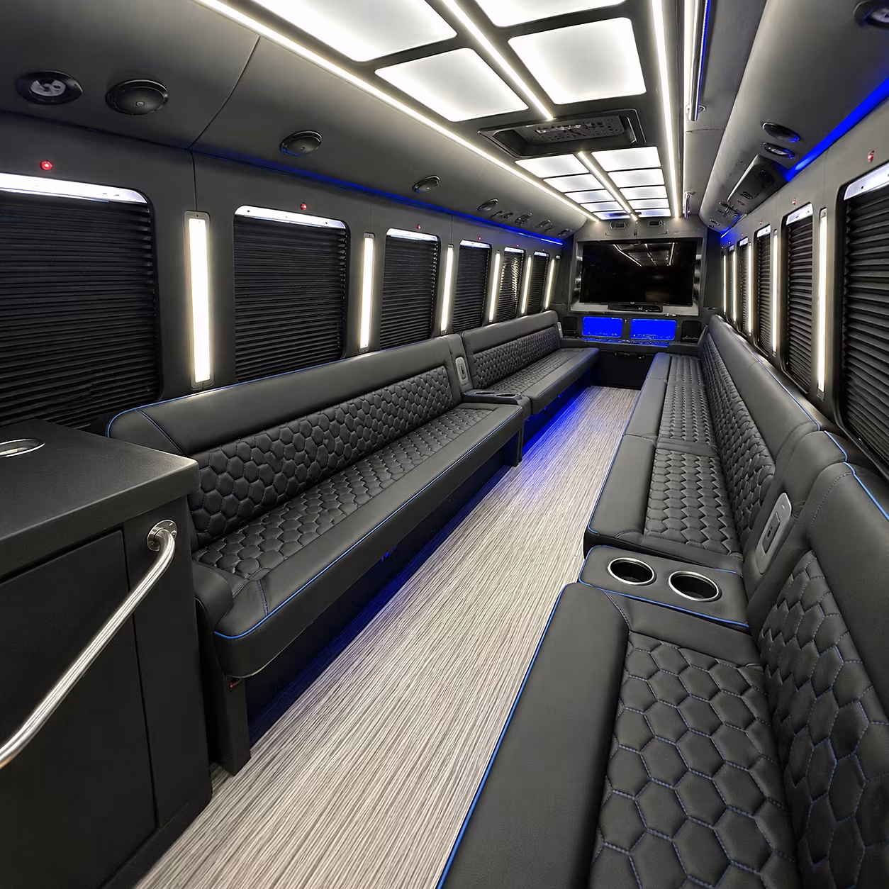 Garland Private Event Transportation party bus interior