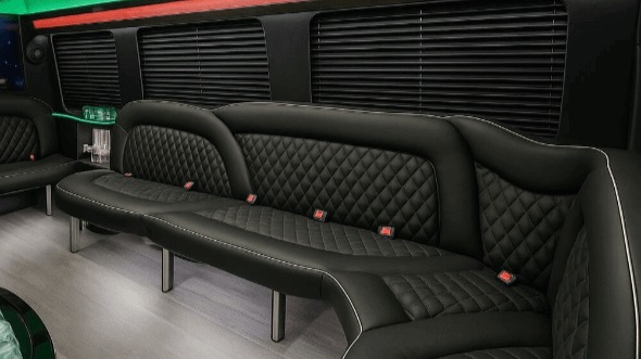 Interior of Garland Party Bus Company's 14 Passenger Sprinter Limousine in Garland