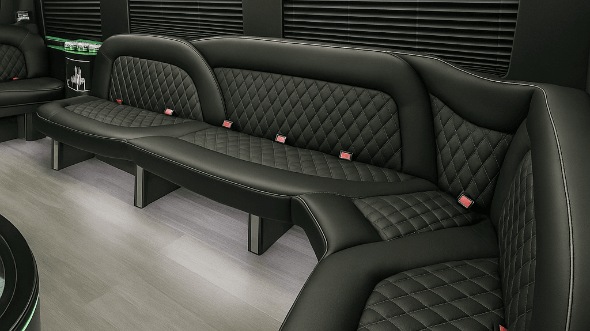 Interior of Charter Bus Company Allen's 15 Passenger Party Bus in Allen