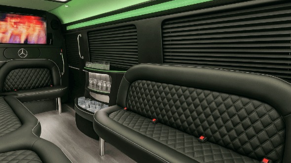Interior of Charter Bus Company Frisco's 15 Passenger Party Bus in Frisco