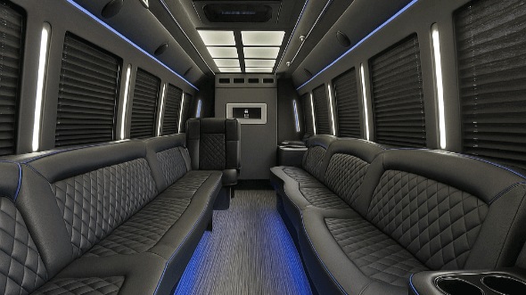 Interior of Charter Bus Company Allen's 25 Passenger Party Bus in Allen