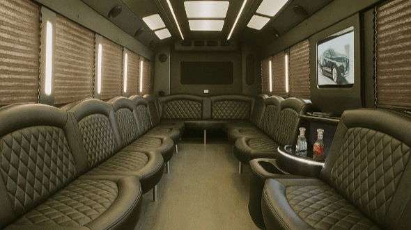 Interior of Charter Bus Company Richardson's 28 Passenger Party Bus in Richardson