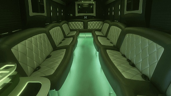 Interior of Charter Bus Company Wylie's 28 Passenger Party Bus in Wylie