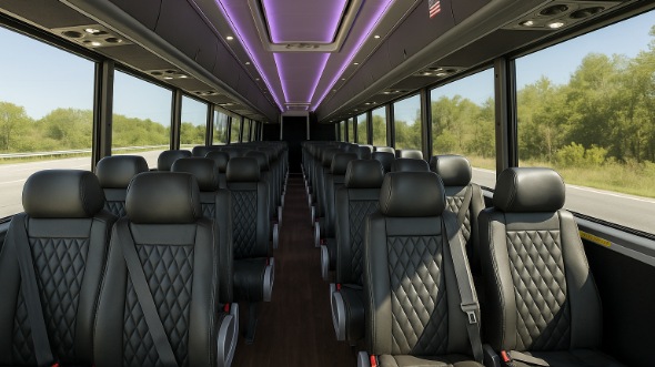 Interior of Charter Bus Company Garland's 30 Passenger Minibus in Garland