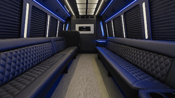 Interior of Charter Bus Company Plano's 30 Passenger Party Bus in Plano