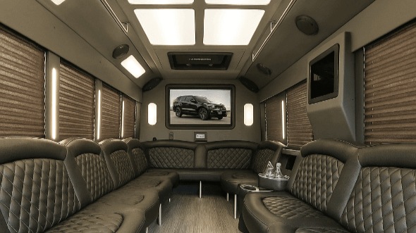 Interior of Charter Bus Company Dallas's 40 Passenger Party Bus in Dallas