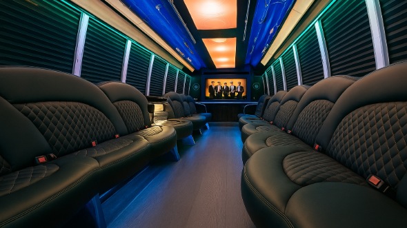 Interior of Charter Bus Company Mesquite's 50 Passenger Party Bus in Mesquite