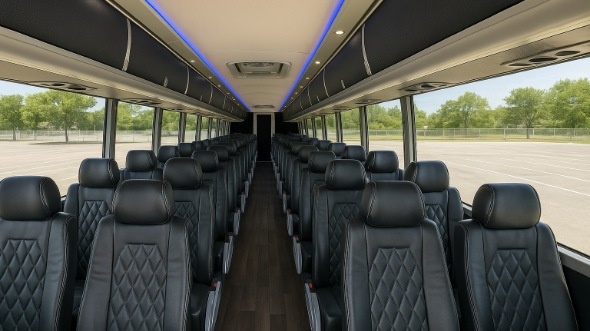 Interior of Charter Bus Company Garland's 54 Passenger Charter Bus in Garland
